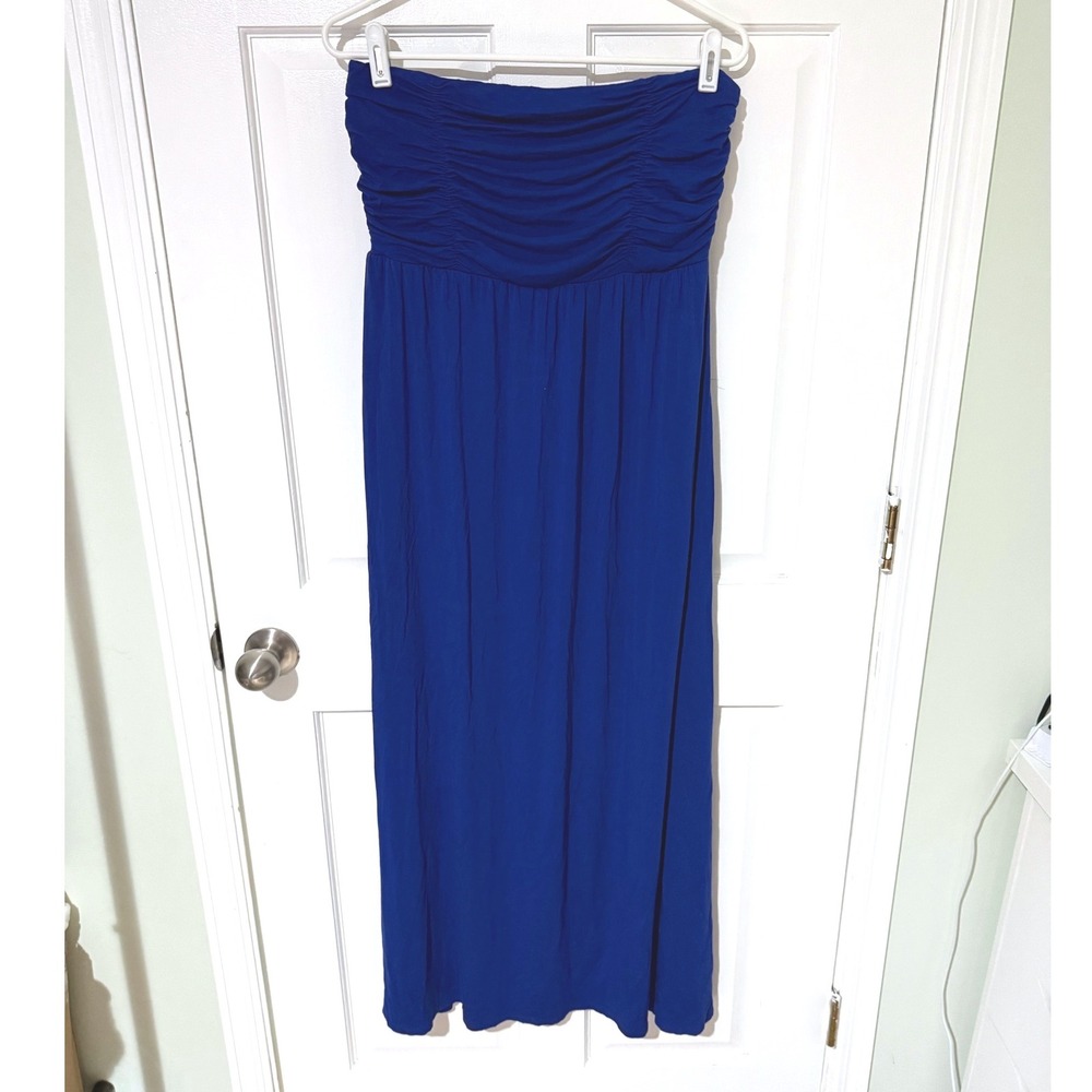 Soma Royal Blue‎ Ruched Strapless Maxi Dress with Detachable Straps Size L